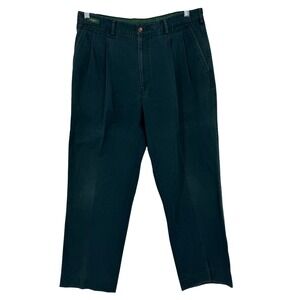 Valentino Jeans Mens Green Pleated Cotton Trousers Pants Size 36 Made in Italy